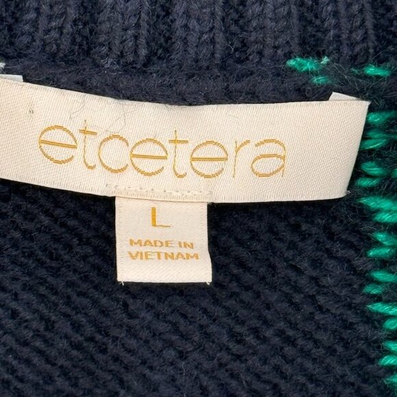 Etcetera Womens  Green Geometric Sweater Dress size large cotton blend - Picture 5 of 13